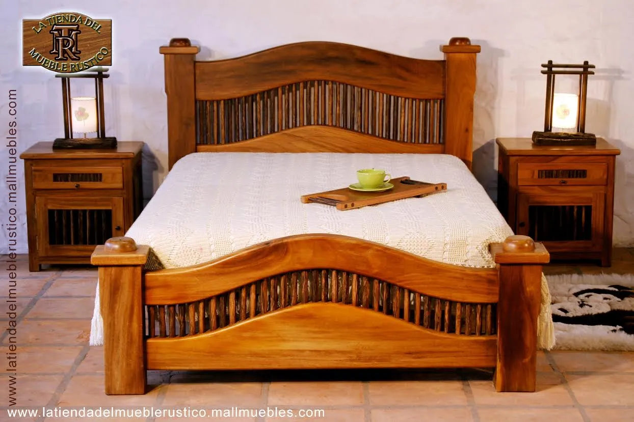 Cama en madera rústica